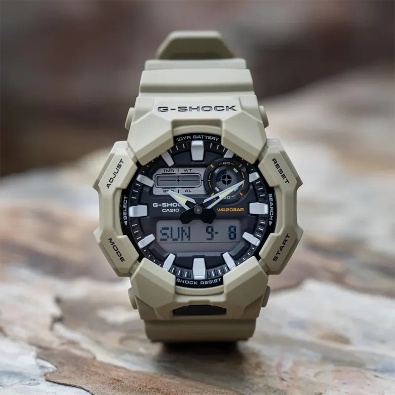 Casio G-Shock Dual-time 10 Years Battery Military Beige Men's Watch- GA-010-5A